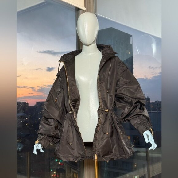 🆕 KARL LAGERFELD 🧿 NWT Black Nylon Jacket, Removable Sleeves, Sz 44 US 12 - Picture 12 of 16